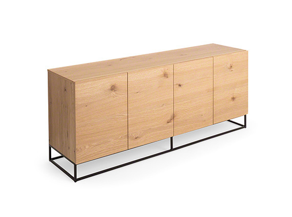 On white image of wood credenza