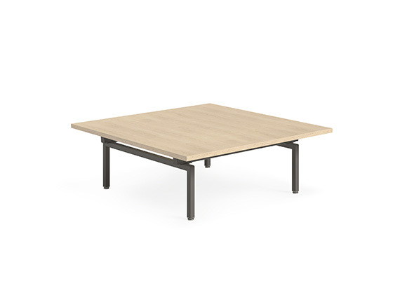 White background image with square wooden table