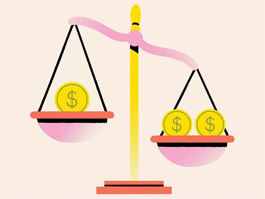 illustration of a scale with coins