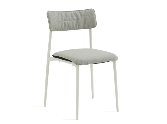 White Turnstone Simple Chair with gray back and seat cushions.