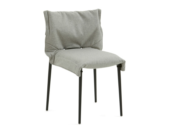 Black Turnstone Simple Chair with gray relaxed slipcover