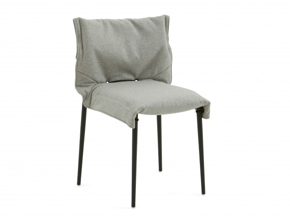 Black Turnstone Simple Chair with gray relaxed slipcover