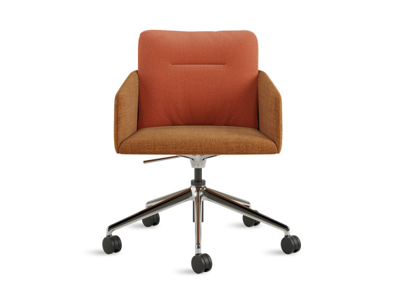 Orange Coalesse Marien152 Conference Chair 5-Star with wheels on white background