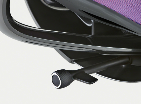 close up to the adjustment lever on a Steelcase Karman chair