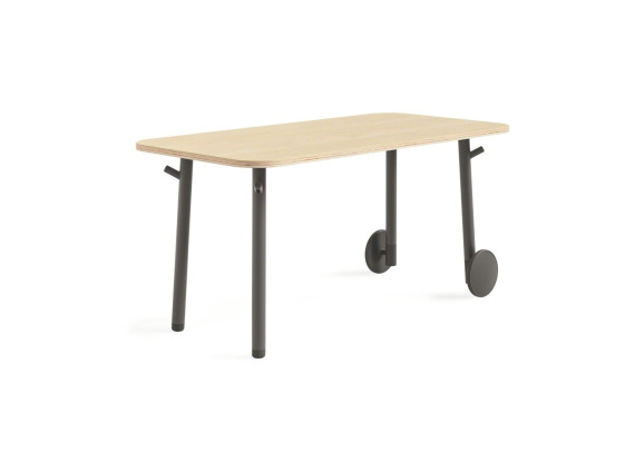on white image of a flex table with 2 wheels