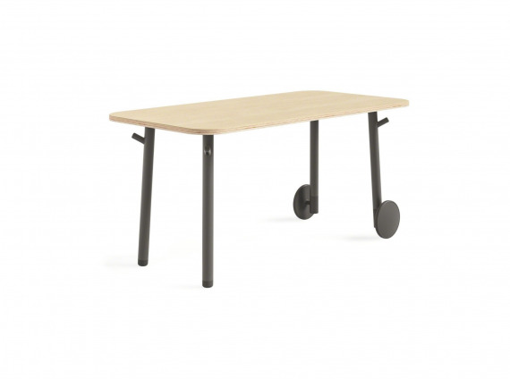 on white image of a flex table with 2 wheels